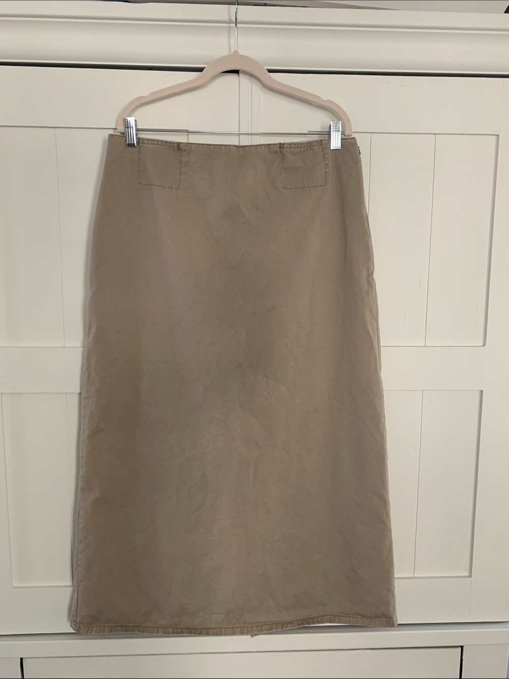 Vintage Y2K Calvin Klein long khaki cotton skirt - Size 14 (35” waist) Large